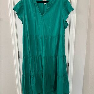 Green V-Neck Tiered Dress
